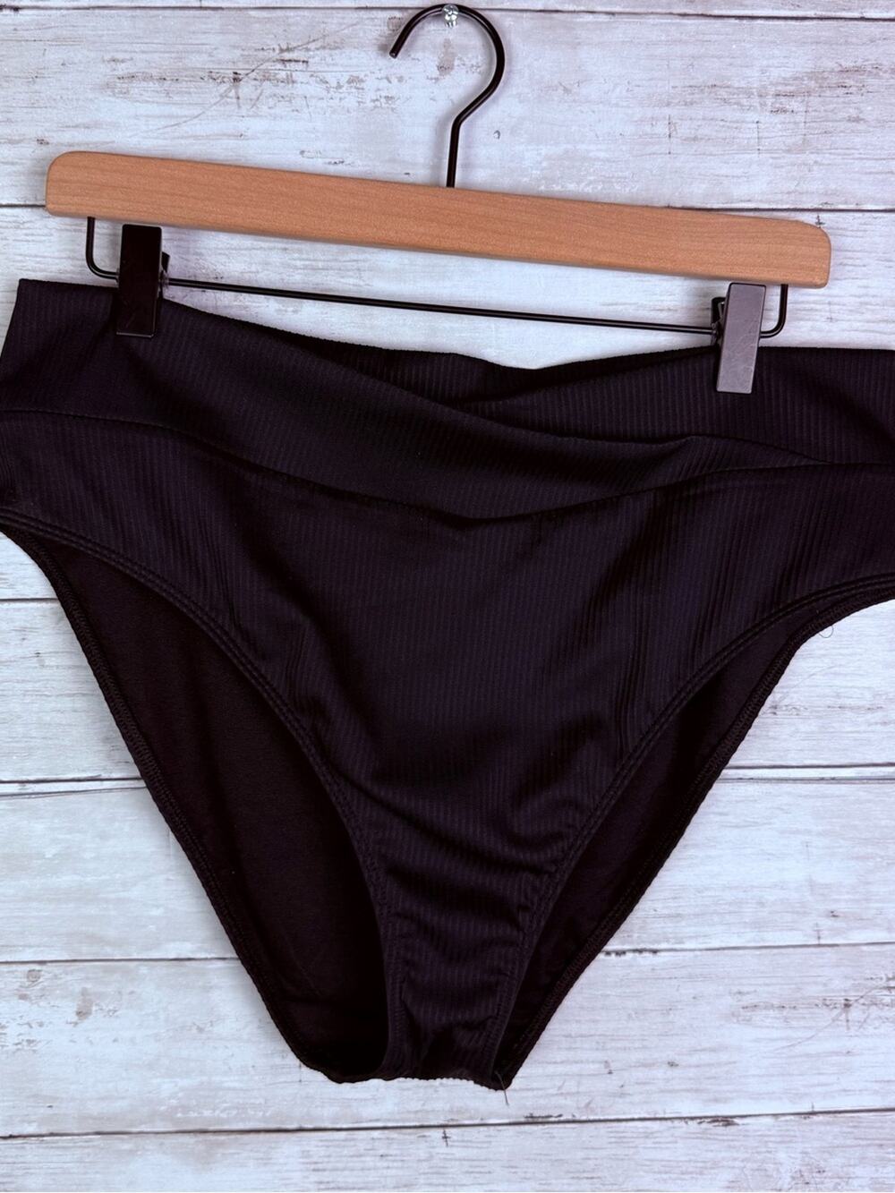 Hollister Ribbed Black High-Waist Bikini Bottom Size XL